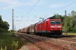 Am 06.06.2014 fuhr DBSC 185 132-8 mit einem gemischten Güterzug durch Orschweier in Richtung Süden.