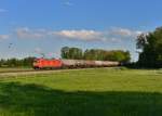 185 017 mit einem Kesselzug am 07.05.2015 bei Schwarzwöhr.