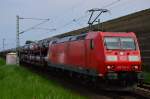 185 174-0 mit einem Ford-Autotransportzug in Richtung Neuss durch Allerheiligen. 14.5.2015