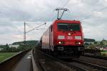 185 341-5 fuhr am 25.06.2014 mit einem Staubgutzug über die Donaubrücke bei Mariaort in Richtung Nürnberg.