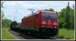 DB Schenker 185 249 fährt am 28.5.15 mit einem gemischten Güterzug über die Nord-Süd-Strecke Richtung Norden.
Fotografiert bei Kerzell, südlich von Fulda. 