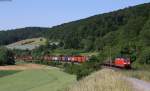 185 180-7 mit einem Containerzug bei Beulshausen 12.6.15