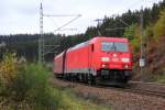 185 352-2 DB Schenker bei Steinbach im Frankenwald am 23.10.2015.