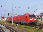 185 175, 145 033 und 152 124 warten gemeinsam auf neue Einsätze; Wismar, 01.11.2015  