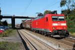 Am 23.09.2014 fuhr 185 138-5 mit einem gemischten Güterzug auf dem falschen Gleis durch den Bahnhof vomn Orschweier.