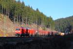 185 077-5 DB Schenker bei Förtschendorf im Frankenwald am 03.11.2015.