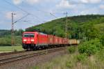 185 263 mit einem Containerzug am 25.05.2015 bei Einbeck-Salzderhelden