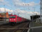 Am 13.02.2016 kam die 185 326 mit einem Containerzug aus Richtung Magdeburg nach Stendal und fuhr weiter nach Wittenberge.