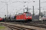 DB Lok 185 116-1 durchfährt den Badischen Bahnhof. Die Aufnahme stammt vom 19.01.2016.