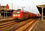 Am 09.03.2016 kam die 185 079-1 von der DB Schenker aus Richtung Magdeburg nach Stendal und fuhr weiter in Richtung Wittenberge.