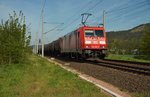 185 278-9 ist am 10.05.16 mit einen Kesselzug auf dem Weg in Richtung Erfurt unterwegs abgelichtet bei Wutha.