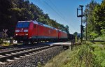 185 146-8 und 152 150-9 sind am 24.08.16 mit einen Güterzug bestehend aus Taems (Wagen mit öffnungsfähigen Dach) in Richtung Bebra unterwegs gesehen bei Burghaun.