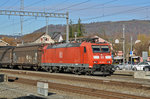DB Lok 185 095-7 durchfährt den Bahnhof Sissach. Die Aufnahme stammt vom 06.11.2015.