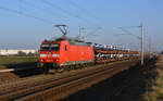 185 156 schleppte am 15.02.17 einen Autozug durch Rodleben Richtung Magdeburg.
