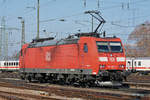 DB Lok 185 095-7 durchfährt solo den badischen Bahnhof. Die Aufnahme stammt vom 05.02.2019.
