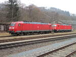 Zwei 185er Schiebeloks standen,am 23.Januar 2026,in Probstzella,185 164 und 185 285 warteten bis es was zutun gab.