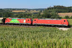 185 339 und 185 205 DB Cargo am Morgen des 5 August 2026 bei Breitenfurt.
