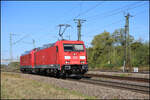 Mannheim - Friedrichsfeld am 23.09.2026: DB 185305-0 verl��t Mannheim mit der DB 185026-2 um 11.30 Uhr am Haken.