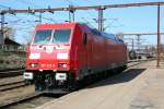 DB 185 322-5 in Fredericia am 20.4.2008. Hier scheinen die neusten 185er der DB zu fahren. Diese sind zustzlich fr Dnemark und Schweden zugelassen.
