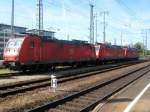 3 x Br 185 (2x DB und einmal Railion) stehen am 10. August abgebgelt in Singen.