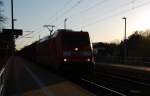185 290 zieht einen Gterzug Richtung Berlin. Fotografiert am 17.03.09 in Burgkemnitz.