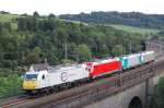 E 186 Euro Cargo Rail, E 185, E 186 SNCB, R 119 der EuroNet Cargo als Lz am 19.06.09 auf dem Bekeviadukt kurz vor Altenbeken.