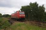 185 194-8 fhrt am 21.06.09 als Lz Richtung Hamburg-Waltershof. Aufgenommen in Hamburg-Moorburg.