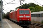 185 071 zieht am 31.07.09 eine Schwestermaschine samt Gz durch Burgkemnitz Richtung Berlin.