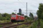 185 190-6 + 145 067-5 als Lz in Hamburg Unterelbe am 09.07.09