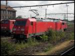 185 329 mit anderen Loks in der Abstehlreihe Wanne-Eickel Hbf