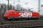 DB Schenker und Bombardier feiern auf ihre Weise die Auslieferung der 399. Lok dieser Baureihe (185 399-3). Aufgenommen am 26/02/2011.