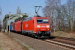 185 163-3 Railion am Vormittag des 24.03.2011 nach berquerung des Mittellandkanals bei Peine