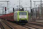 Captrain / ITL 185-CL 005 mit einem leeren Autotransportzug in Berlin Schönefeld Flughafen am 21.03.2017