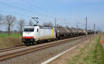 185 637, welche im Dienste der CTL steht, führte am 25.03.17 einen Kesselwagenzug durch Braschwitz Richtung Halle(S).