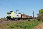 Am 05.05.2016 bespannte 185 549-3 einen Papierzug (Malmö - Dortmund - Modena) auf dem Abschnitt von Dortmund bis an die Schweizer Grenze, als sie bei Scherzingen in Kürze den Grenzbahnhof