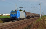 185 520 der CFL Cargo führte am 29.09.17 ihren Kesselwagenzug durch Rodleben Richtung Magdeburg.