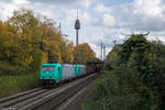 185 575 und 185 xxx mit einem leeren Holzzug passiert die Ansbacher Strecke und setzt seine Reise nach Fürth fort, 