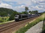 Die 185 563 mit einem Autozug am 03.06.2018 unterwegs bei Seestetten.