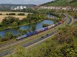 Die 185 684 mit einem KLV-Zug am 08.09.2018 unterwegs bei Himmelstadt.