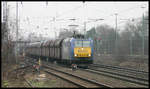 Connex 185CL002 fährt hier am 8.1.2006 mit dem Kohlependel durch den Bahnhof Hasbergen in Richtung Ruhrgebiet.