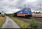 Sandzug (?) mit 185 409-0 der Raildox GmbH & Co. KG fährt in Tamm auf der Bahnstrecke Stuttgart–Würzburg (Frankenbahn | KBS 780) Richtung Kornwestheim.
[26.9.2019 | 15:13 Uhr]