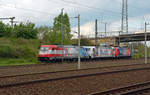 Am 03.05.20 standen die drei Werbeloks der BR 185 von Rheincargo in Bitterfeld abgestellt.