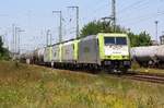 185 562-6 + 185 598-0 + 185 542-8 + 185 517-0 ITL Captrain und Kesselwaggons am 16.06.2020 durch Anklam - hier Höhe Kleingärten am ehem.