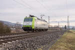 185 533-7 als Lz in Richtung Bebra unterwegs,gesehen am 12.01.2022 bei Herleshausen.