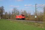 RheinCargo 185 588-1 als Tfzf Richtung Fulda, am 05.04.2023 in Hauneck.