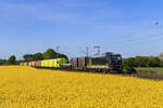 185 545-1 (Beacon Rail / LINEAS) mit einem G�terzug in Meerbusch B�singhoven, 24. April 2026