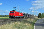 Mit einem BLG-Autozug rollte 185 588 der akiem am 06.09.26 aus Falkenberg(E) kommend durch Wittenberg-Labetz Richtung Dessau.