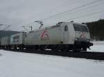 185 538-6 der TX Logistik mit Gz, zwischen Gemnden (Main) und Karlstadt (Main), am 03.02.2010