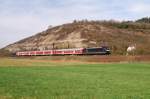 185 555 und 557 mit RE 4611 im Ersatzverkehr bei Karlstadt (Main) - 24.03.2010