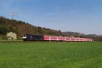 185 554 mit RE 4616 bei Harrbach (24.04.2010)
